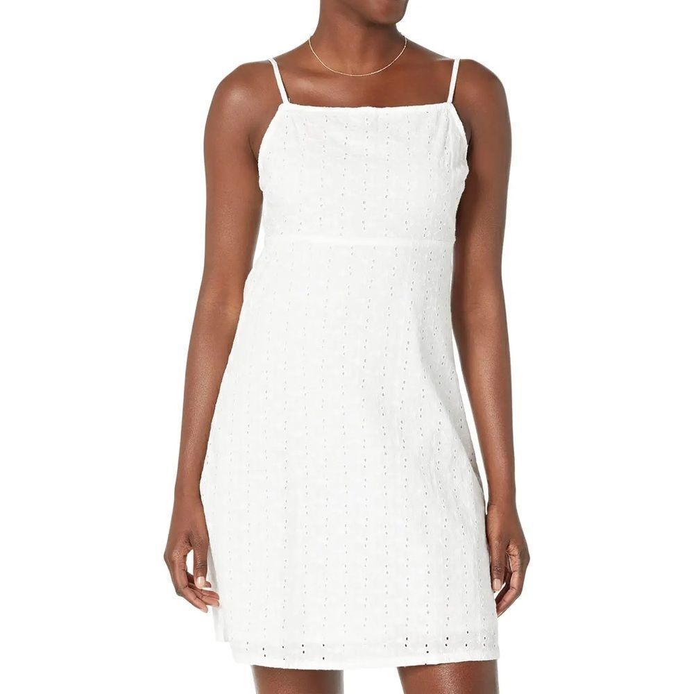 Roxy White Floral Eyelet Lace Water Breeze Back Tie Mini Dress Medium